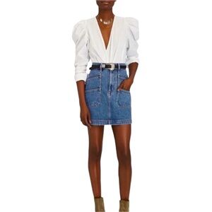 NWT Jason Wu White Wrap Blouse Puff Sleeves size S